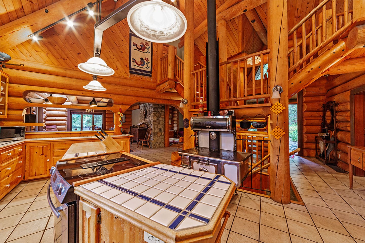 Full scribe Log Home Interior View, BC Log Home Builder.