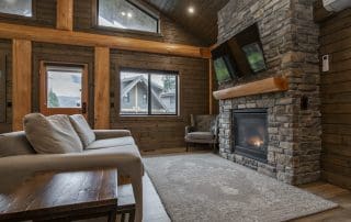 Living Area in Custom log home twin eagle log cabin kits
