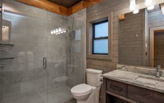 bathroom view in custom built log cabin kit
