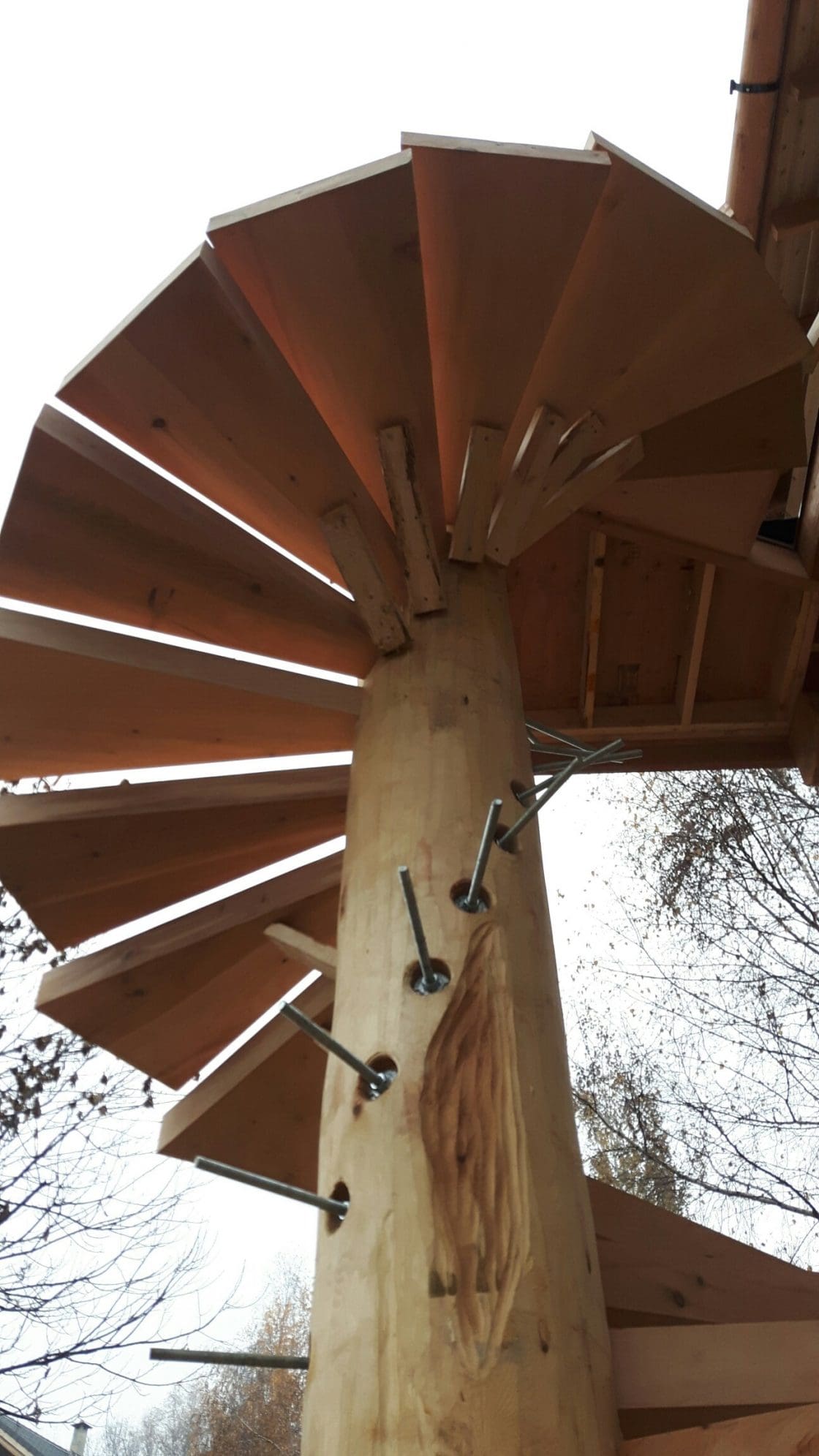 Custom built Log Cabin stairs.