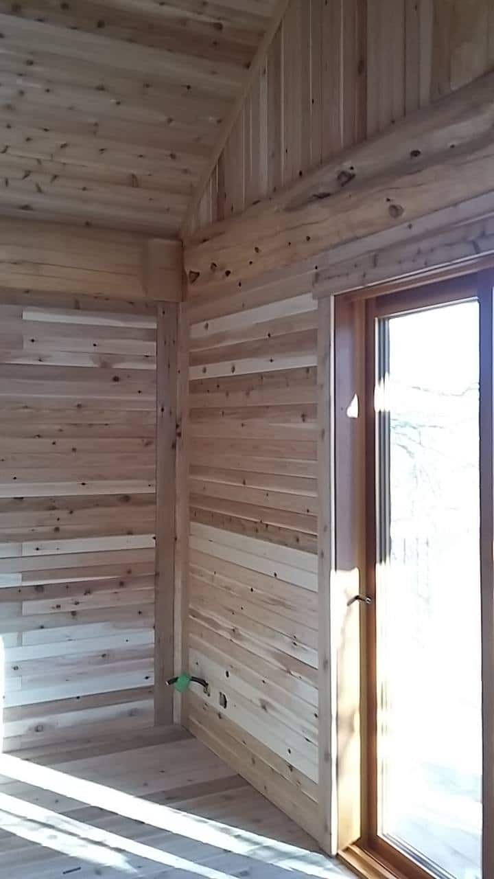 interior of Custom built Log cabin, BC Home Builders.