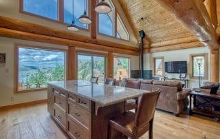 Kicthen of BC Home Builders Custom Built Post and Beam Log Home.