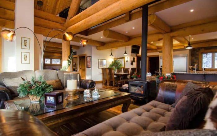Living area of BC Builders Log Home.