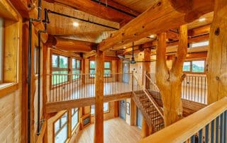 Interior view of BC Builders Post and Beam Log Home.