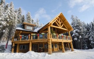 BC Home Builders Custom Built Log Home in the winter