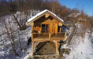 custom built log treehouse