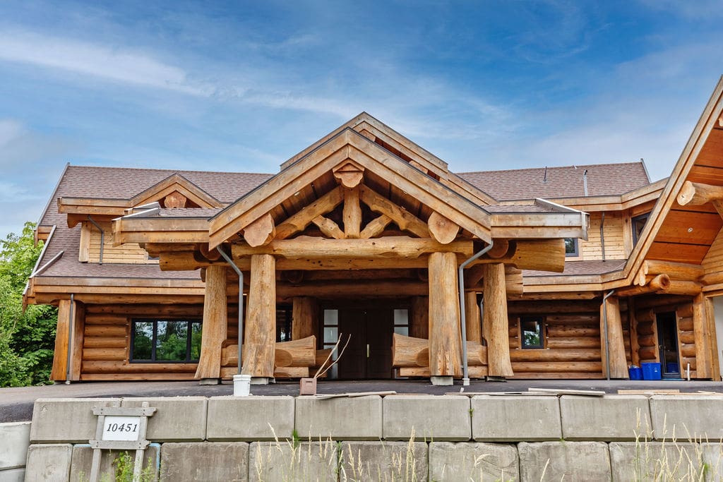 Custom-built and designed post and beam log home in British Columbia.