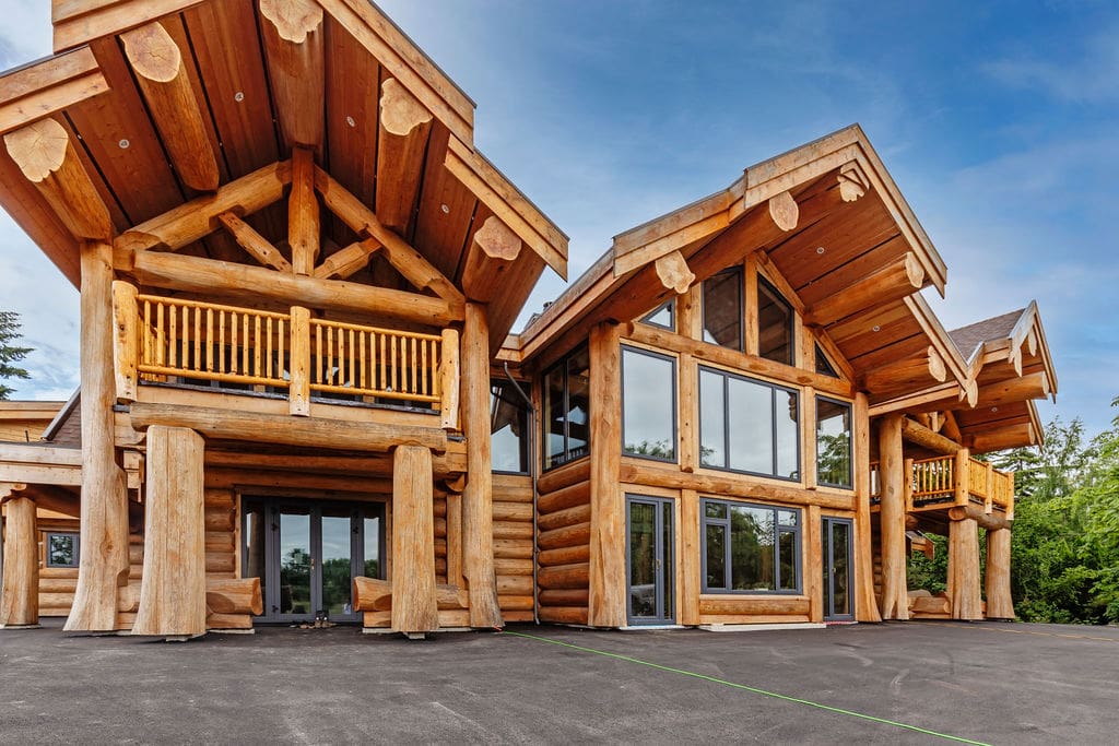 Richmond, British Columbia Exterior view of custom built post and beam log home