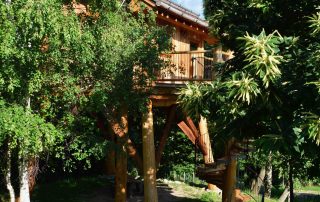 Italian log cabin raised tree house.