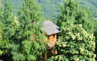 Italian log cabin raised tree house.